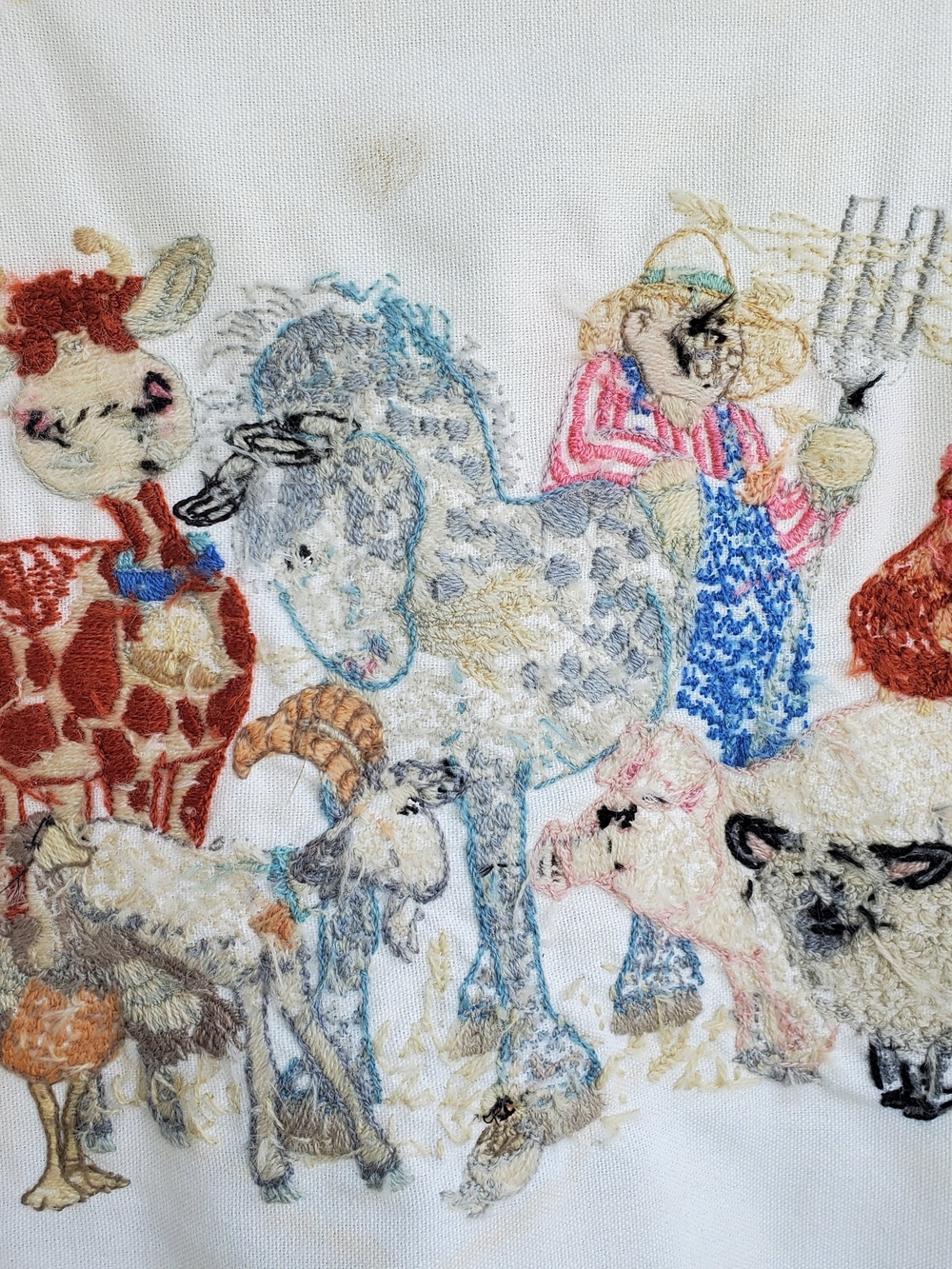 Hand-Crewel Work Farm Animal Panel - Multi Color - Picture 9 of 9